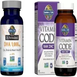 생명의 정원 1000mg DHA 피쉬 오일 눈 뇌 심장 면역 및 피부 을 위한 아연 보충제 30 카운트