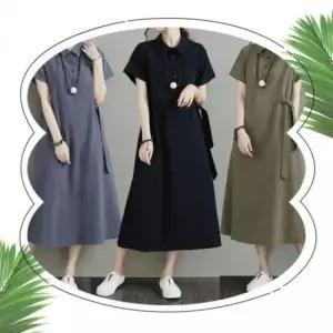 [옷은날개] 롱 원피스 여름 린넨 카라 3color