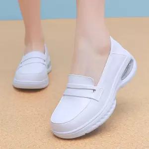 여자 통굽 슈즈 에어쿠션 의료용 소가죽 하이탑 미끄럼방지 키높이 통기성 간호사 BE2
