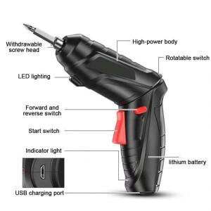 충전식 무선 스크루 드라이버 강력한 임팩트 드릴 LED 조명 가정용 전기 도구 3.6V