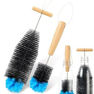 소다스트림과 호환되는 미모루 긁힘 2팩 순하고 병 스펀지 청소용 브러시, 검은색 유리
