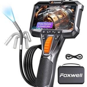 FOXWELL 엘리트 조명 220 내시경 초슬림 양방향 카메라 보어스코프 관절 24인치