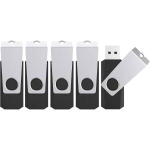 TOPESEL 32GB 플래시 드라이브 5팩 벌크, 데이터 저장 백업용 USB2.0 썸 드라이브 USB 스틱, 점프 드라이브 펜 드라이브 지퍼 드라이브 메모리 스틱, 인디케이터, USB 스토리지 플래시 드라이브 회전 설계