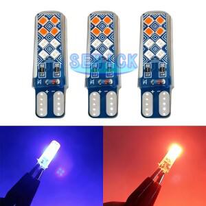 100Pcs 자동 led 듀얼 컬러 플래시 라이트 T10 실리콘 2016 16SMD 빨간색과 파란색 깜박이는 폭 표시 등
