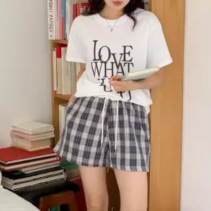 [다잇템] 여성 격자 핫팬츠 허리밴드 그런지 스타일