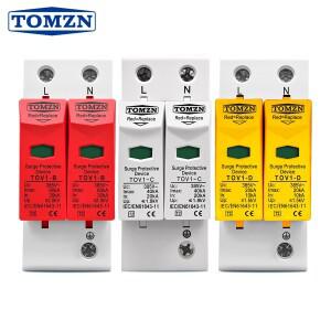 TOMZN AC SPD 2P 가정용 서지 보호기 저전압 피뢰기 10-20kA 20-40kA 30-60kA 275V 385V 420V