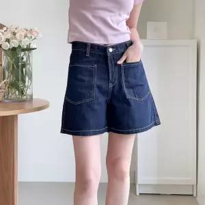 스타일나 여성 아웃포켓 논페이드 반바지 빅사이즈 생지 4부 데님팬츠