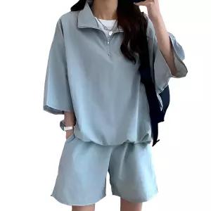 남녀공용 반팔 아노락 상하세트 바스락 반집업 반바지 커플룩 트레이닝복