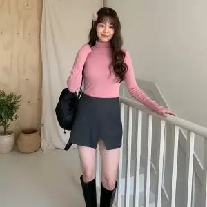 여성 랩스커트 슬릿 베이직 치마바지 팬츠 심플 무지