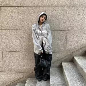 여성 스트리트 오버사이즈 벌룬 카고 청바지 팬츠