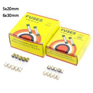 520 630 유리 퓨즈 고속 250V 0.1A 1A 2A 3A 3.15A 4A 5A 6A 7A 8A 빠른 블로우 5x20mm 6x30mm