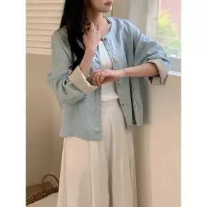 [헤레이스]배색 린넨 자켓 YMSH26SS449_P424921217