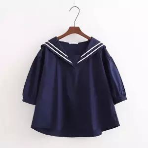 더그랜 여성 세일러 카라 루즈핏 7부 봄 블라우스