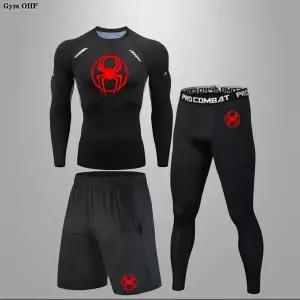 새로운 남성 운동복 Rashguard Jiu Jitsu BJJ 압축 T 셔츠 + 레깅스 남자 세트 체육관 피트니스 러닝 Sport