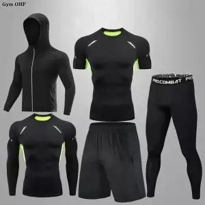 남자 스포츠 정장 체육관 피트니스 압축 운동복 세트 조깅 착용 의류 운동 Rashguard MMA Tracksuit Men