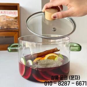1.6L 투명 이중 손잡이 수프 냄비 유리 건강 조리용 전기 세라믹 호브에서 가열 즉석 라면 그릇 도구