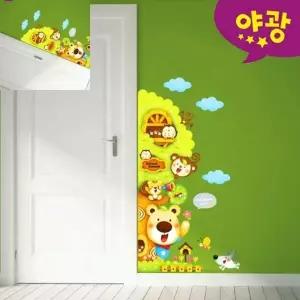 ( )펀빅 동물나무 야광 인테리어스티커 벽면스티커 벽지포인트스티커 유리문스티커