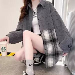 체크남방 여성 기모 간절기 겨울 체크 셔츠