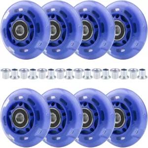 및 청소년 초보자를 위한 휠구 8pcs 64mm 인라인 스케이트 파란색 점멸