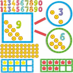 훌라소 97 PCS 화이트보드용 마그네틱 숫자 수학 조작 유치원 1학년 게임 라인 카운터 및 10프레임 세트