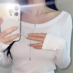 Y자 롱 실버 드롭 펜던트 목걸이 미니멀 데일리 no.579