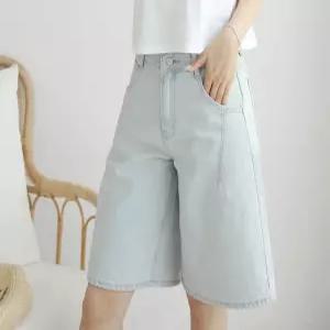 여성 난스판 다트 버뮤다 청반바지 빅사이즈 5부 데님팬츠