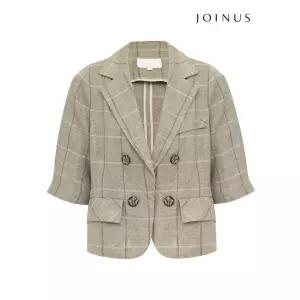 [조이너스]린넨 체크 크롭 자켓-JU24KD3002609D