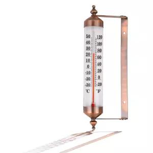 야외 온도계 방수 10인치 조절 가능한 각도 온도 게이지 - 파티오 가정 및 정원용 장식용 금속 벽/창문