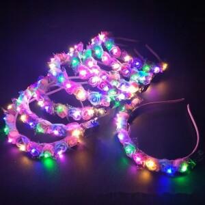 5-20pcs Led 공주 여자 글로우 라이트 머리띠 신부 꽃 화환 크라운 파티 선물 생일 축제 웨딩 카니발