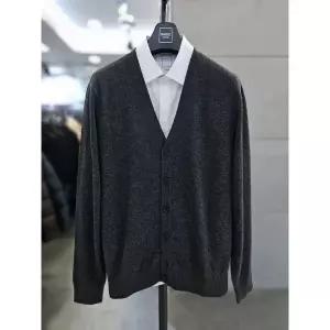 바쏘옴므 남자 캐시미어 혼방 차콜그레이 브이넥 니트 가디건 WSZ4WA82