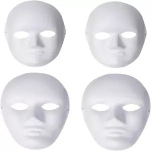 리아투노우 4팩 화이트 페이퍼 마체 마스크 남녀 DIY 페인팅 2 사이즈 예술 프로젝트 극장 할로윈 테마
