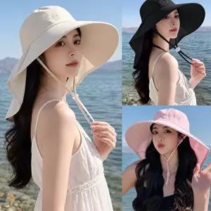 [모든GO]여성 자외선차단 와이드챙 모자 접이식 햇빛가리개 넥커버 여름 썬햇