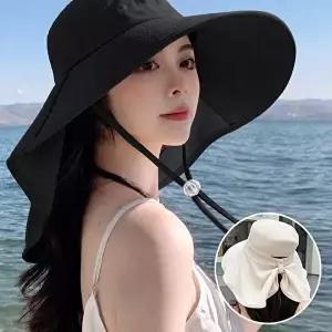 [모든GO]여성 등산 낚시 골프 모자 자외선차단 와이드챙 햇빛가리개 넥커버 썬햇