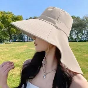 [모든GO]여성 UV차단 얼굴가리개 와이드챙 썬캡 모자 접이식 여름 휴양지 밭일 농사 모자