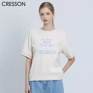 [크레송(CRESSON)] 레터링 스모크 사이드 밴딩 티셔츠 (택가격: 138000원)