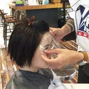 미용실 페이스 쉴드 투명 얼굴가리개 필름 앞머리 커트 파마 염색 캡
