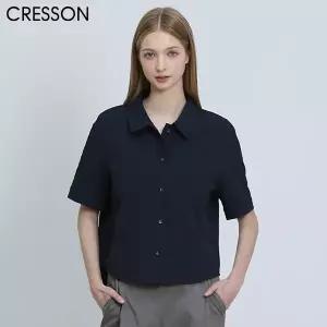 [크레송(CRESSON)] 쿨링 고퀄러티 엠보 크롭 셔츠 (택가격: 178000원)
