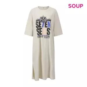 [SOUP](타임스퀘어점패션관)빅 프린팅 사이드 슬릿 롱 티셔츠 원피스 (S65OP06)