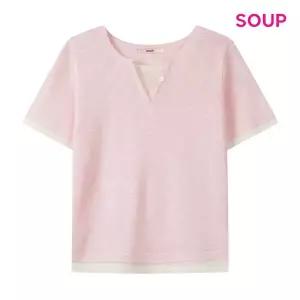 [SOUP](타임스퀘어점패션관)레이어드형 오픈넥 썸머 니트 (S65LK06)