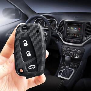Ford Ka Street Urban Fiat 500 Dot Grande Punto Panda 169 카본 실리콘 키 케이스 Fob 체인 자동차 커버