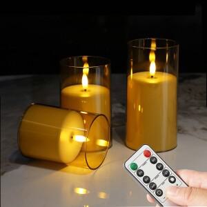 3개/대 원격 LED Flameless 양초 차 조명 가짜 기둥 전자 촛불 선물 홈 파티 웨딩 장식