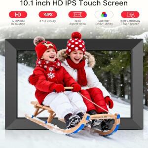 스마트 와이파이 디지털 액자 10.1인치, 1280x800 HD IPS 터치스크린, 16GB, 무선 사진 공유, 부모님을 위