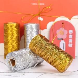 재봉용 골드 실버 마크라메 코드 로프 스트링, DIY 및 공예 실 꼬기, 1.5mm, 100M,
