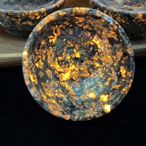 1PC Yooperlite 크리스탈 그릇 - UV 반응성 불꽃 돌, 가정 장식 및 선물에 이상적 부활절, 발렌타인 데이