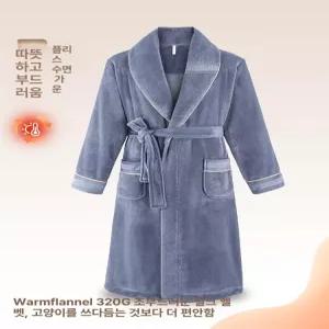따뜻한 매력 남성 포근한 보온 롱가운 수면잠옷 겨울잠옷