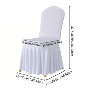 1pc 흰색 두꺼운 높은 탄성 스트레치 의자 커버 웨딩 스판덱스 Pleated 치마 Slipcovers 파티 연회 장식