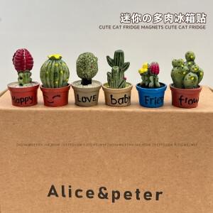 6pcs 3D 수지 다육 식물 선인장 냉장고 자석 귀여운 미니 화분 스티커 홈 장식 선물