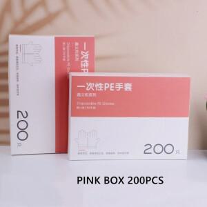 200Pcs 상자 일회용 식품 플라스틱 장갑 가정용 주방 레스토랑 바베큐 과일 야채 PE 식사 미용 액세서리