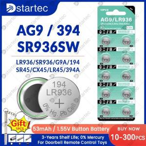 AG9 LR936 알카라인 버튼 배터리 1.55V 53mAh 코인 셀 시계 계산기 LED 라이트 누출 방지 디자인 394 LR45