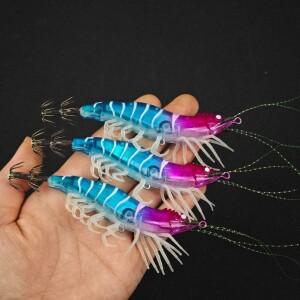 3개입 10.5cm 발광 새우 미끼 야광 바닷물 낚시 오징어 용품 문어 진짜